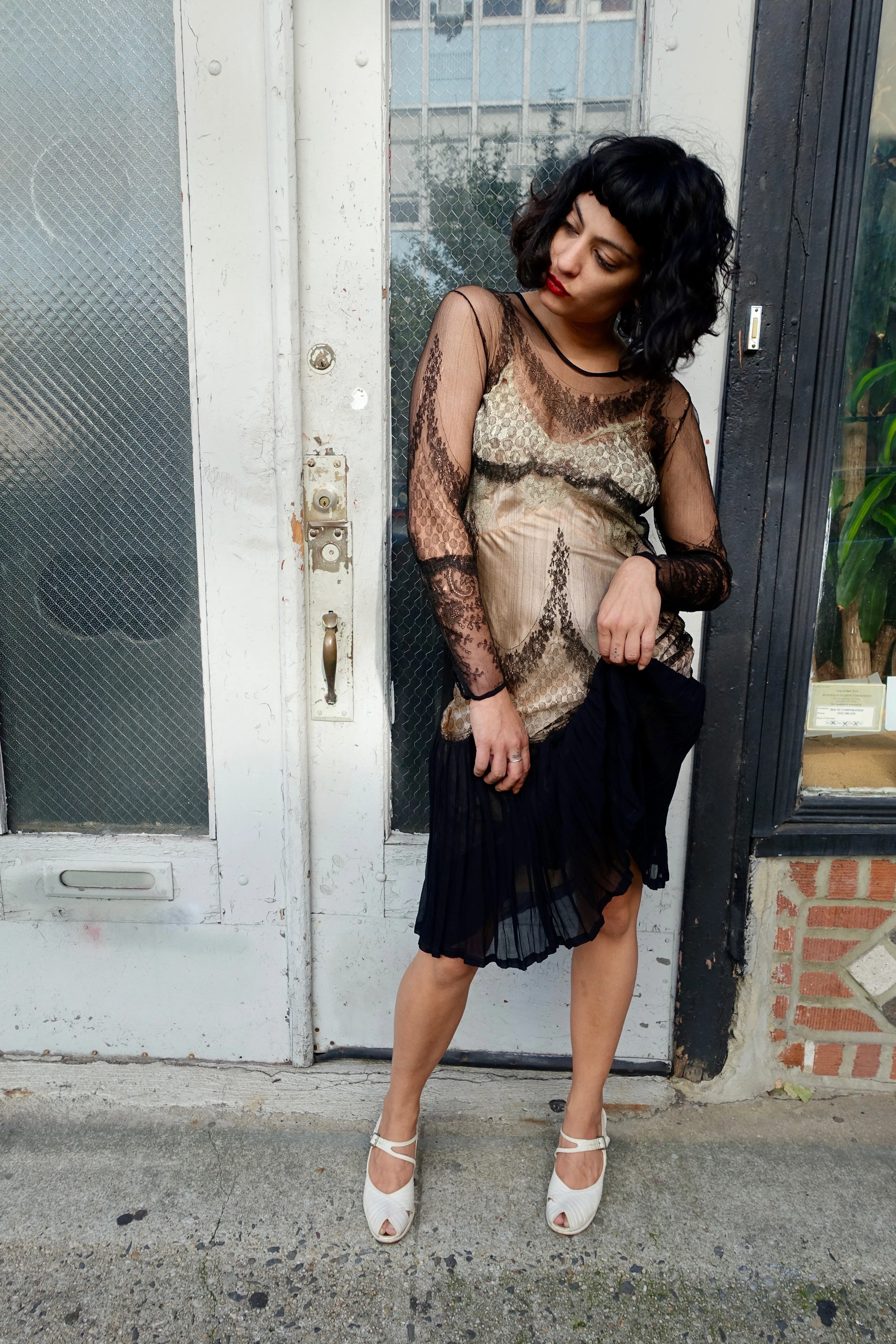 1920's Black Lace Dress and Vest - SOLD