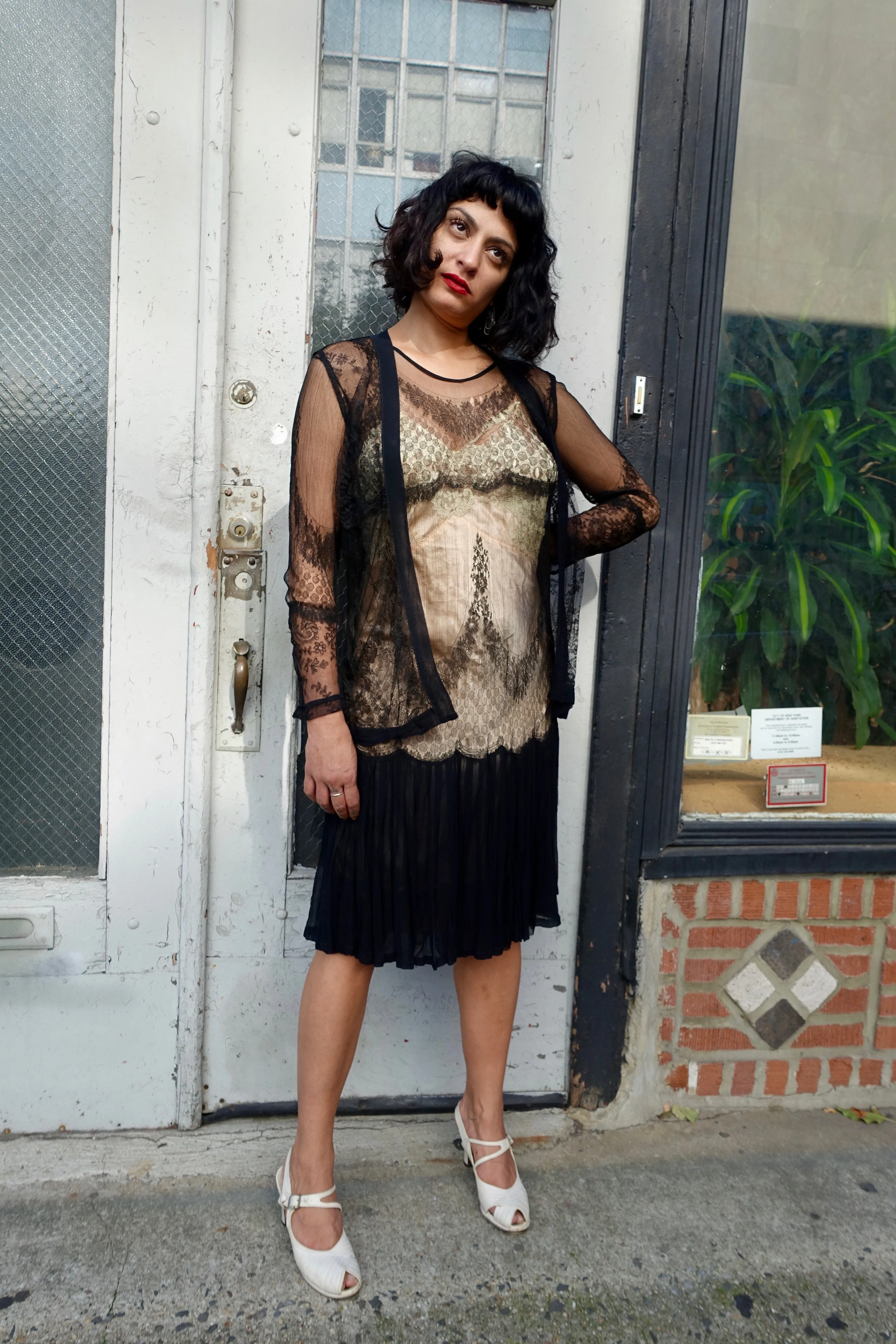 1920's Black Lace Dress and Vest - SOLD