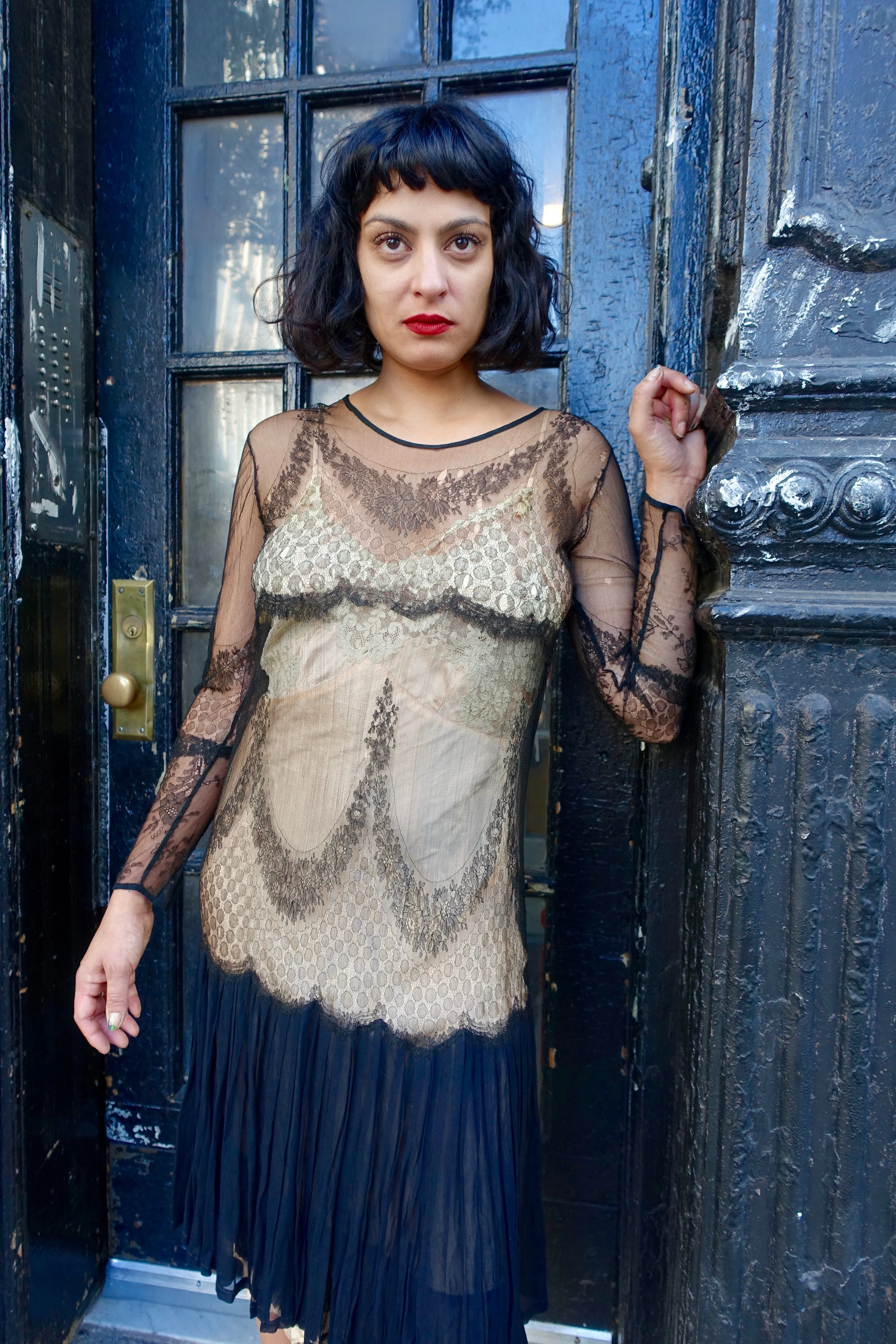 1920's Black Lace Dress and Vest - SOLD