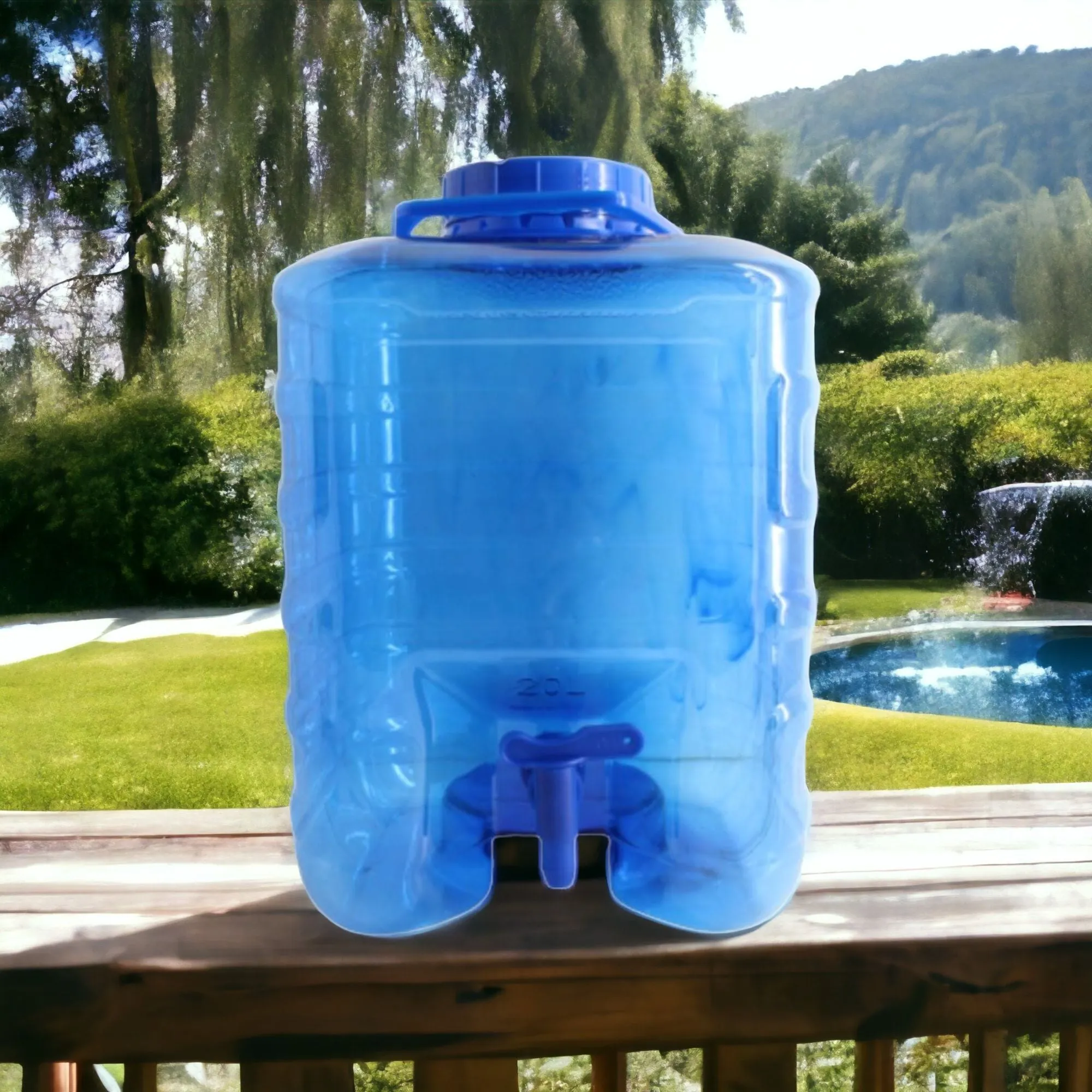 25L PET Plastic Water Dispenser with Tap Square Blue