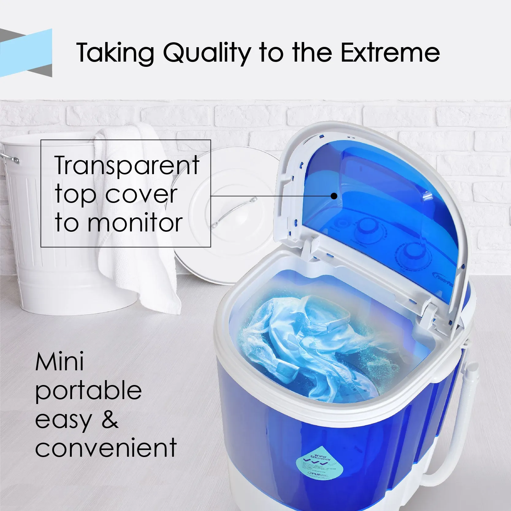 2in1 Mini Washing Machine - 15 Mins Fast Laundry (PPW820)