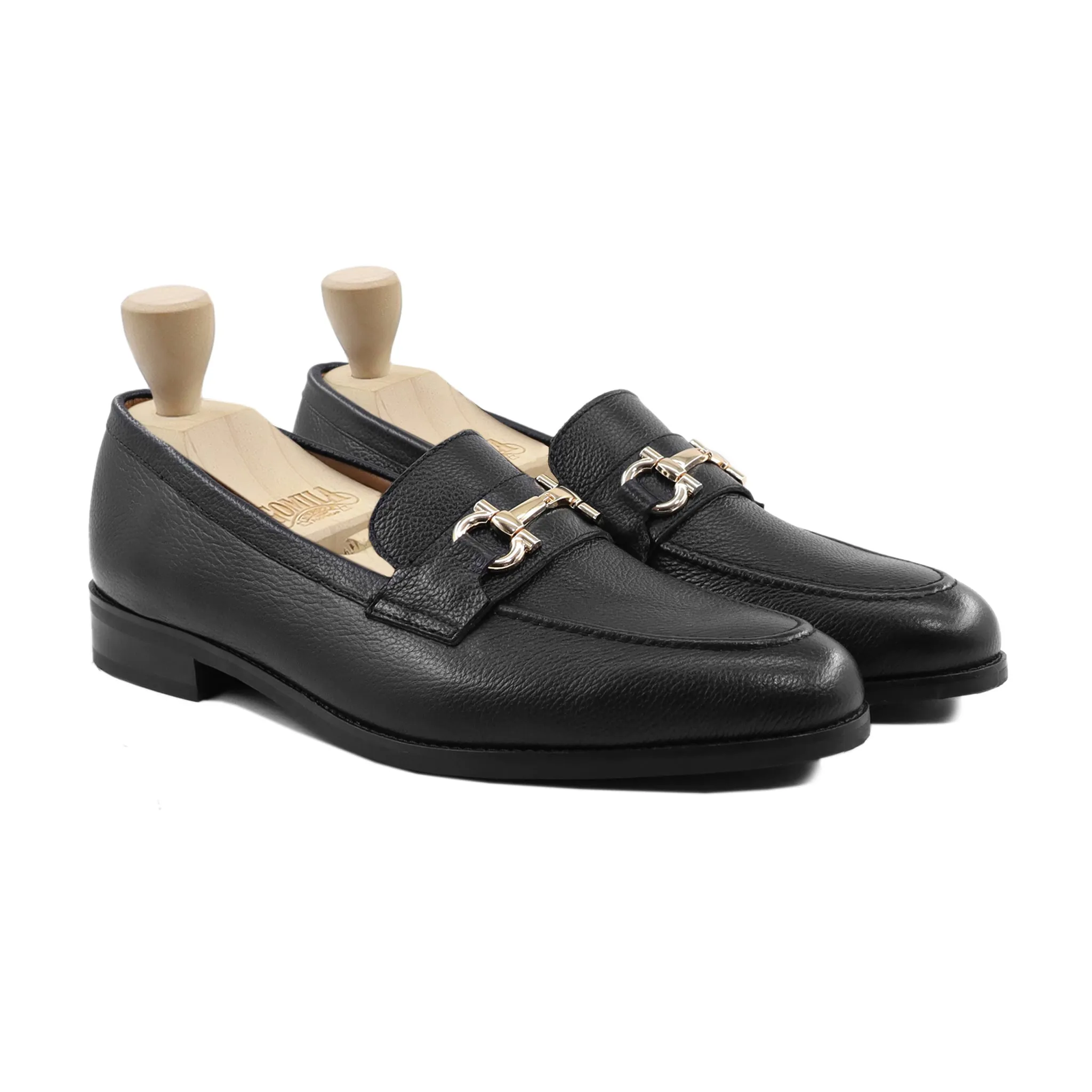 Aerith - Men's Black Pebble Grain Leather Loafer