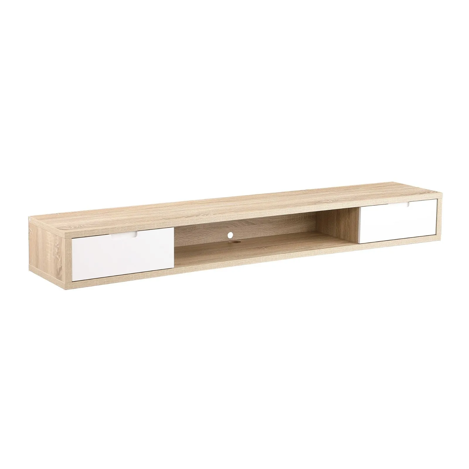 Air Entertainment Cabinet, Wall Mount TV Unit, Entertainment Unit, 2000mm Oak by Criterion