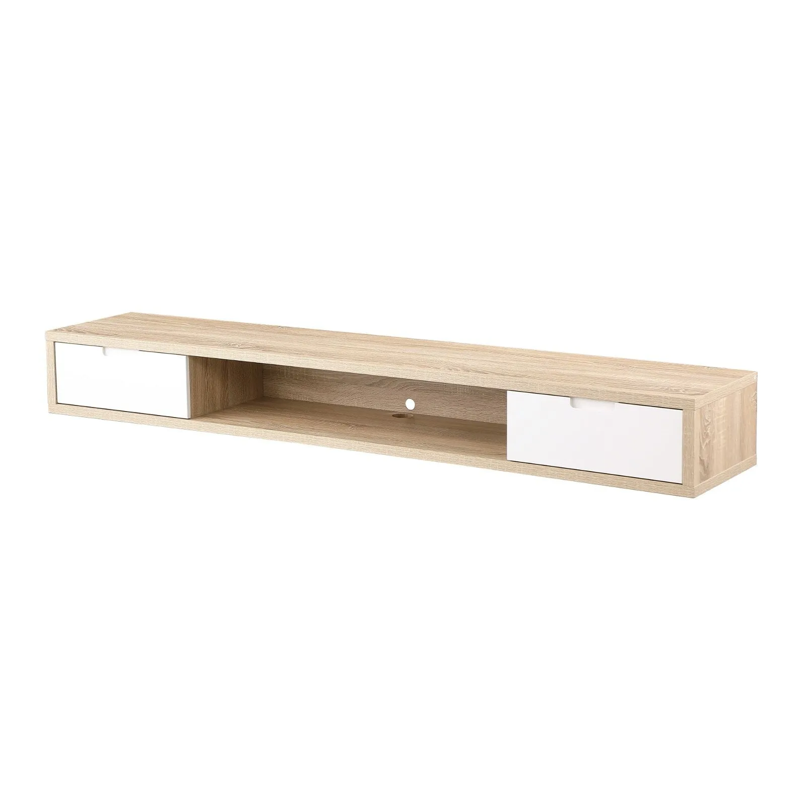 Air Entertainment Cabinet, Wall Mount TV Unit, Entertainment Unit, 2000mm Oak by Criterion