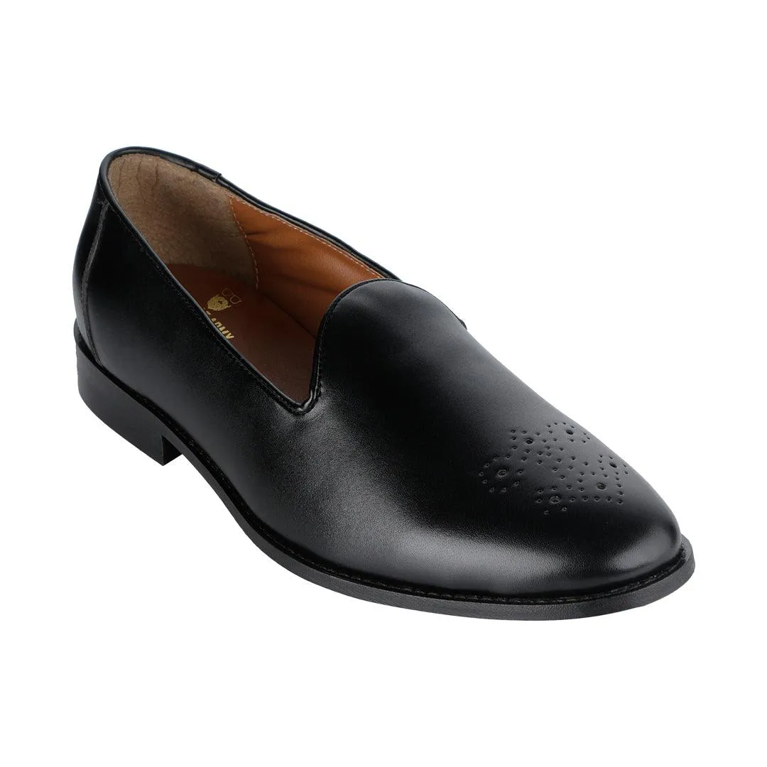 Assisi Timeless Medallion Toe Black Slipper Shoes