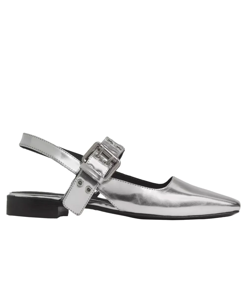 Astra Metallic Slingback Flat in Silver