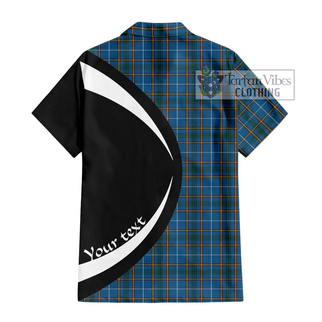 Bain Tartan Short Sleeve Button Up with Family Crest Circle Style