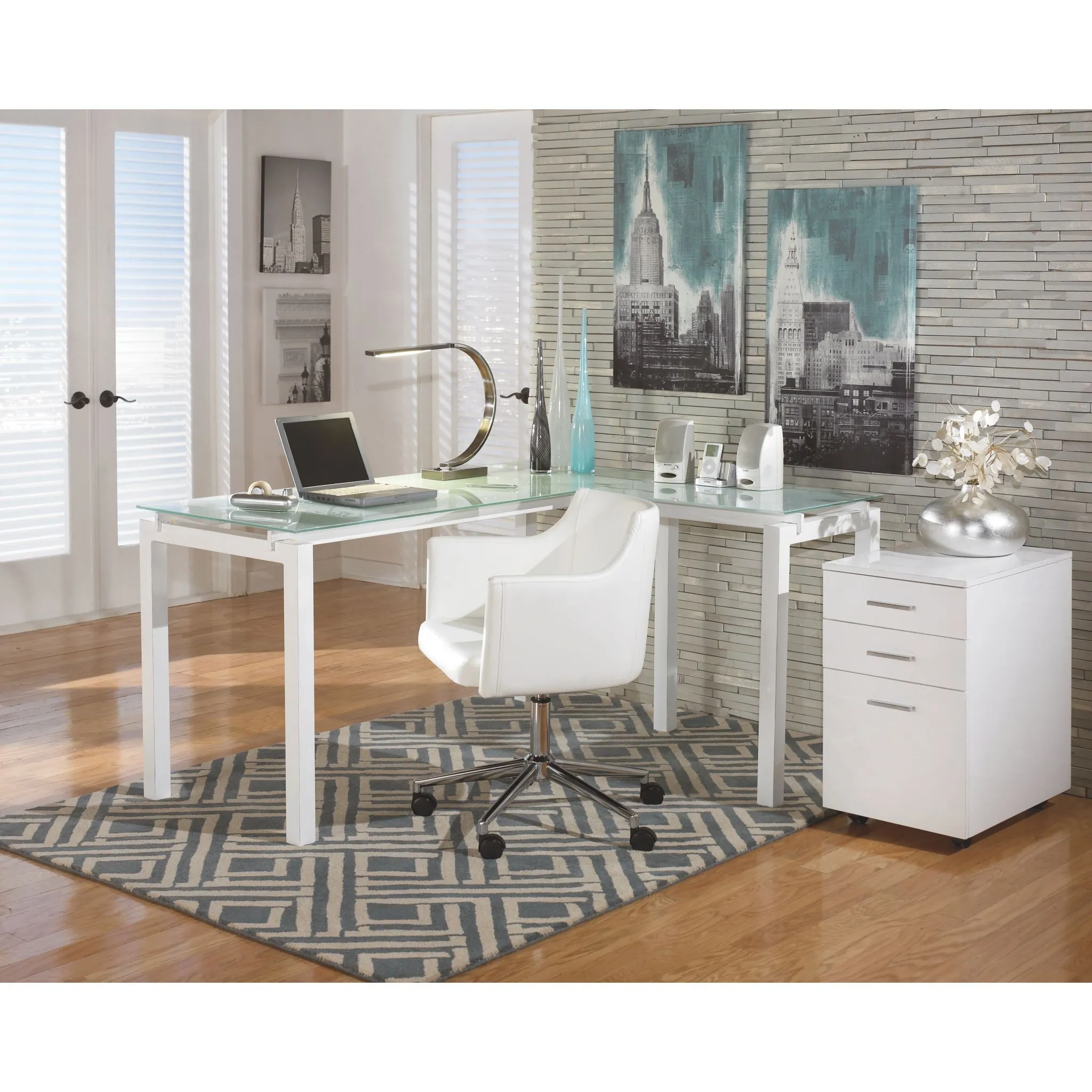 Baraga L-Desk - White