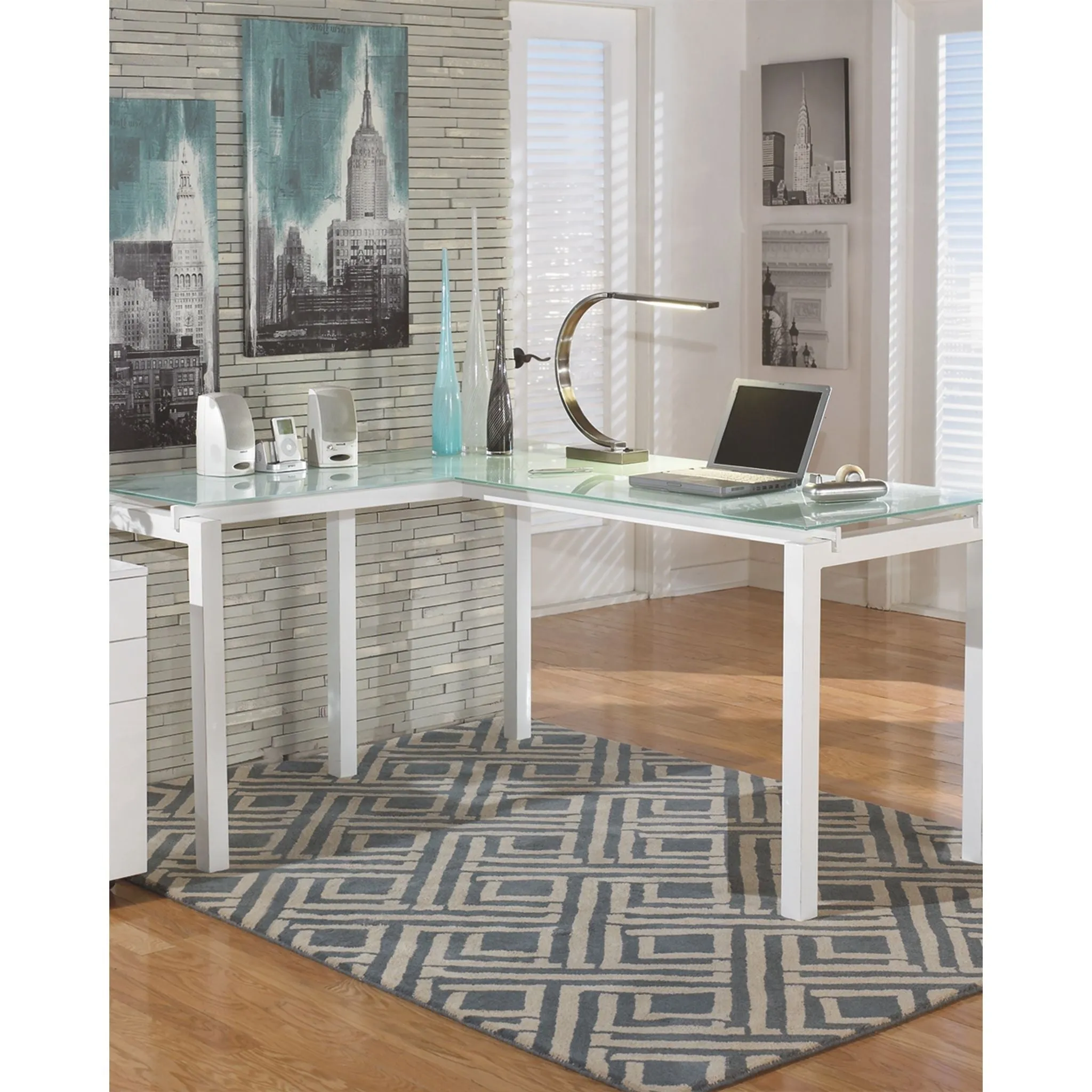 Baraga L-Desk - White