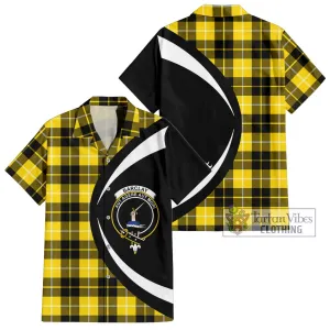 Barclay Dress Modern Tartan Short Sleeve Button Up with Family Crest Circle Style