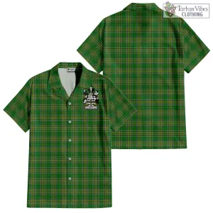 Batt Irish Clan Tartan Short Sleeve Button Up with Coat of Arms