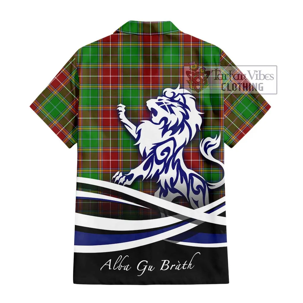 Baxter Modern Tartan Short Sleeve Button Shirt with Alba Gu Brath Regal Lion Emblem