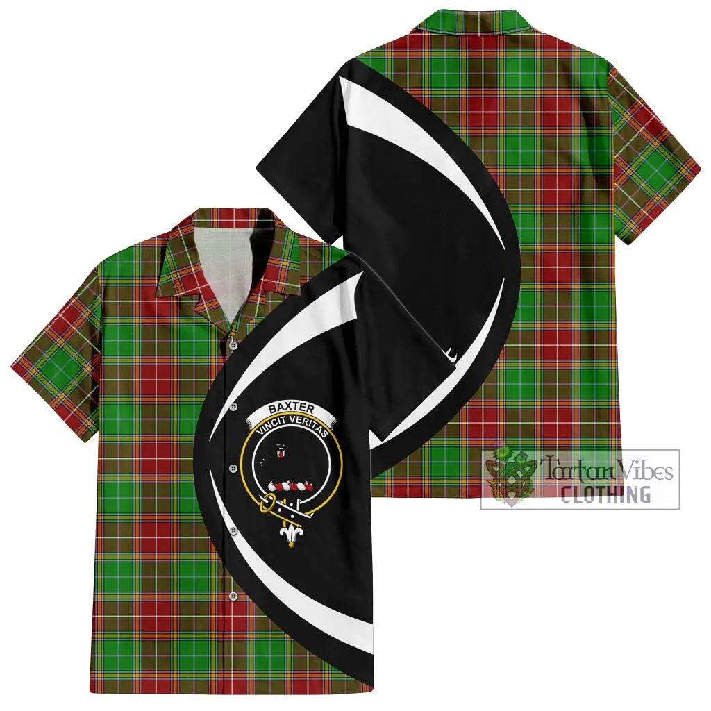 Baxter Modern Tartan Short Sleeve Button Up with Family Crest Circle Style