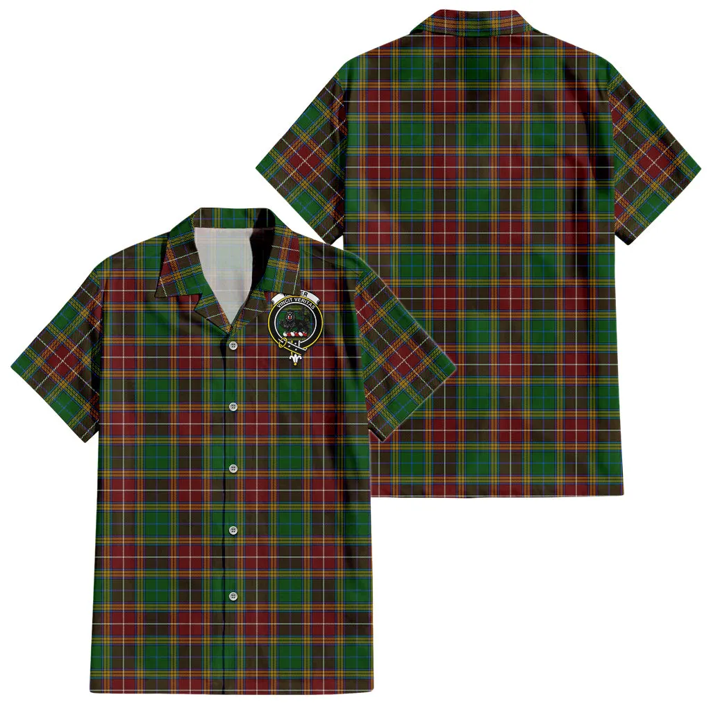 Baxter Tartan Short Sleeve Button Down Shirt with Family Crest