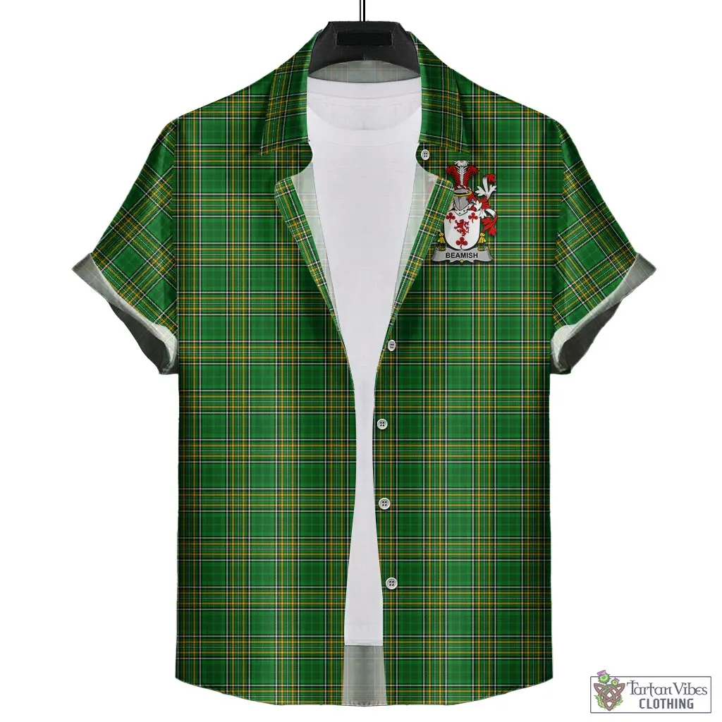 Beamish Irish Clan Tartan Short Sleeve Button Up with Coat of Arms