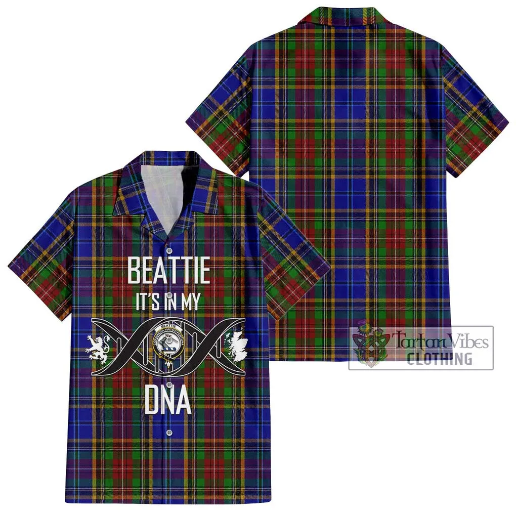 Beattie Tartan Short Sleeve Button Shirt with Family Crest DNA In Me Style