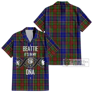 Beattie Tartan Short Sleeve Button Shirt with Family Crest DNA In Me Style