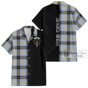 Bell Tartan Short Sleeve Button Shirt with Family Crest and Half Of Me Style