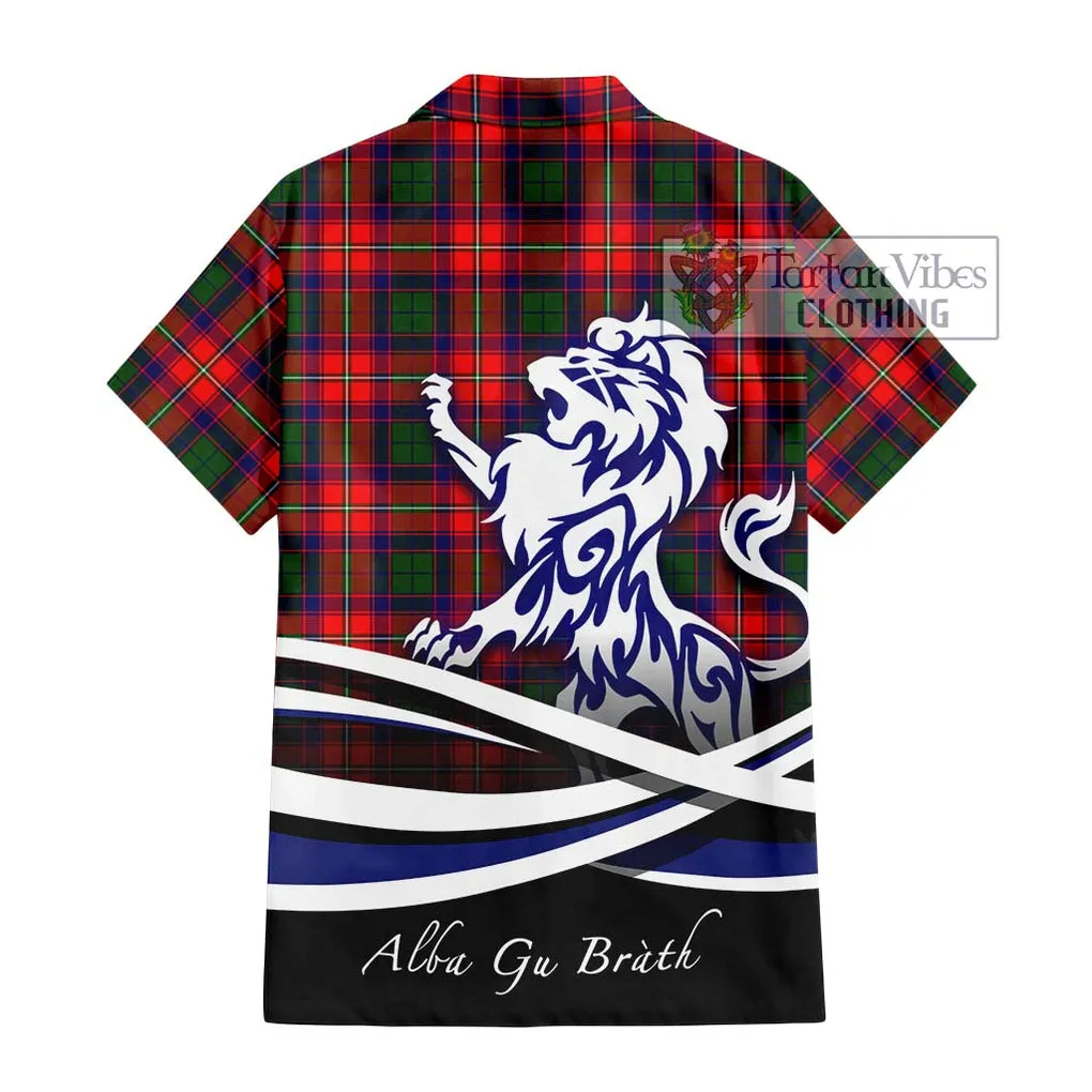 Belshes Tartan Short Sleeve Button Shirt with Alba Gu Brath Regal Lion Emblem