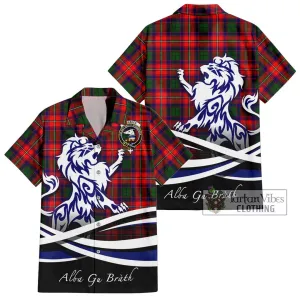 Belshes Tartan Short Sleeve Button Shirt with Alba Gu Brath Regal Lion Emblem