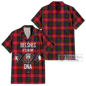 Belshes Tartan Short Sleeve Button Shirt with Family Crest DNA In Me Style