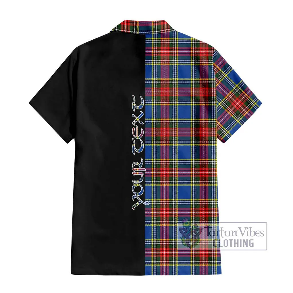 Bethune Tartan Short Sleeve Button Shirt with Family Crest and Half Of Me Style