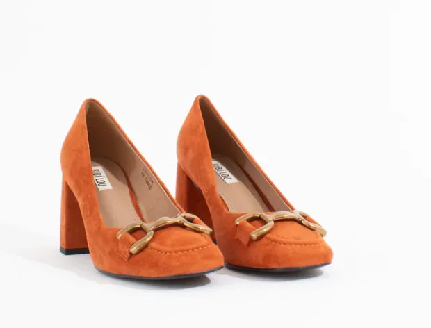 Bibi Lou Amber Orange Suede Heeled Loafers