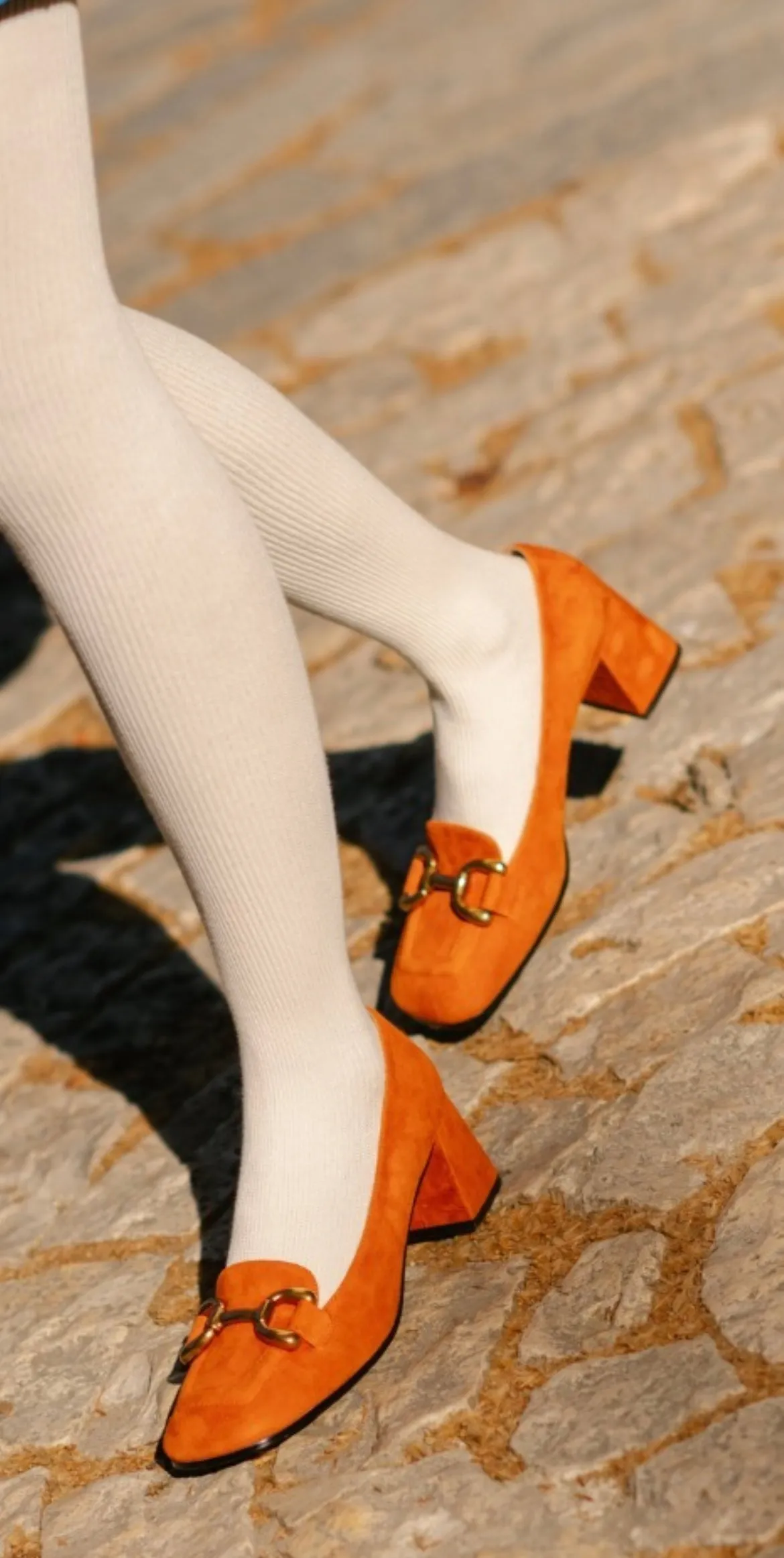 Bibi Lou Amber Orange Suede Heeled Loafers