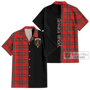 Binning Tartan Short Sleeve Button Shirt with Family Crest and Half Of Me Style