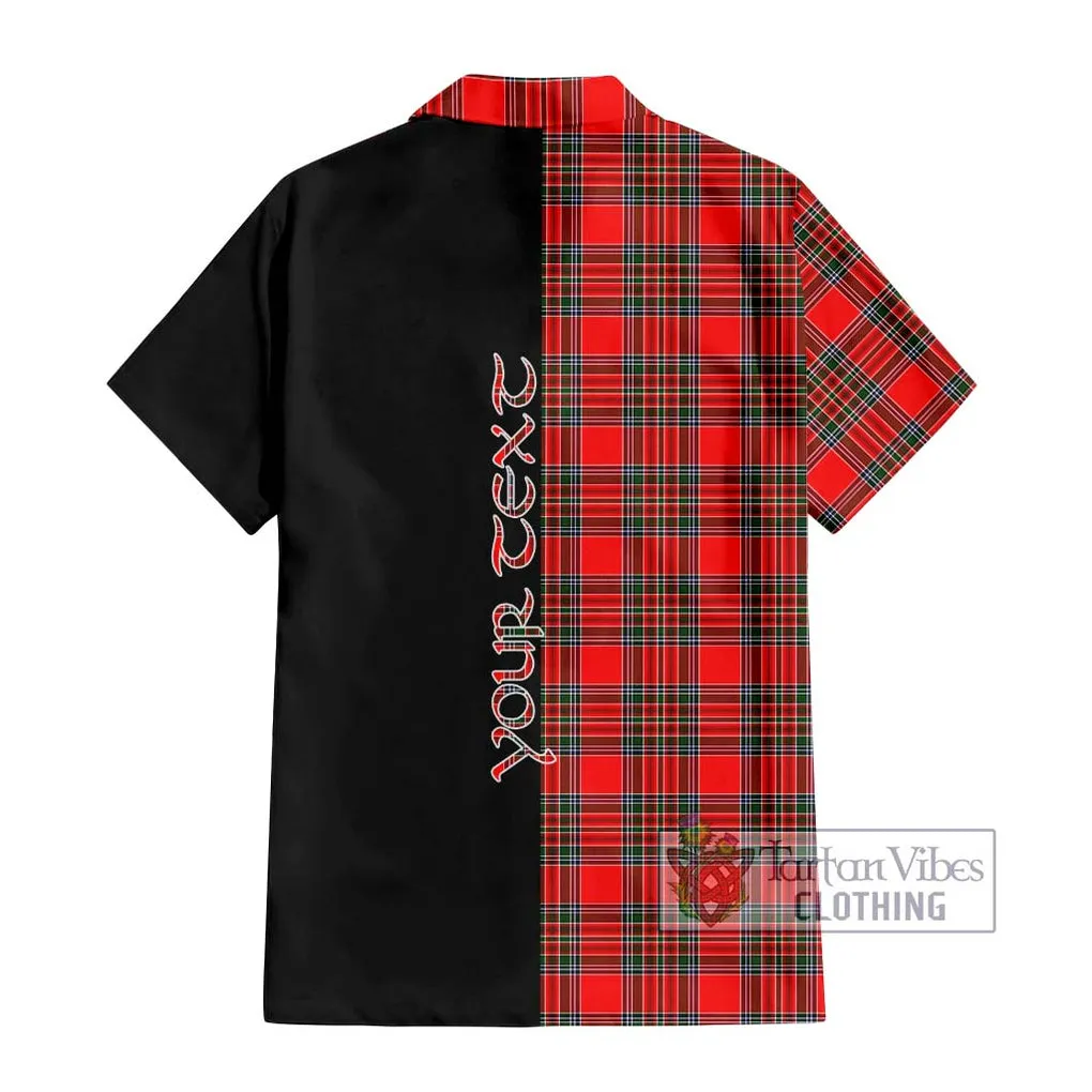 Binning Tartan Short Sleeve Button Shirt with Family Crest and Half Of Me Style