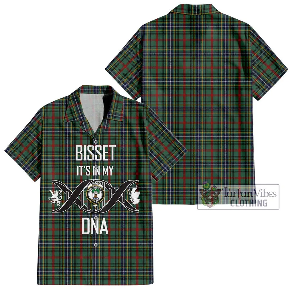 Bisset Tartan Short Sleeve Button Shirt with Family Crest DNA In Me Style