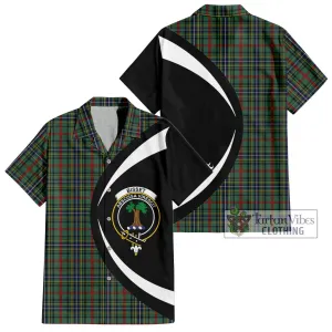 Bisset Tartan Short Sleeve Button Up with Family Crest Circle Style