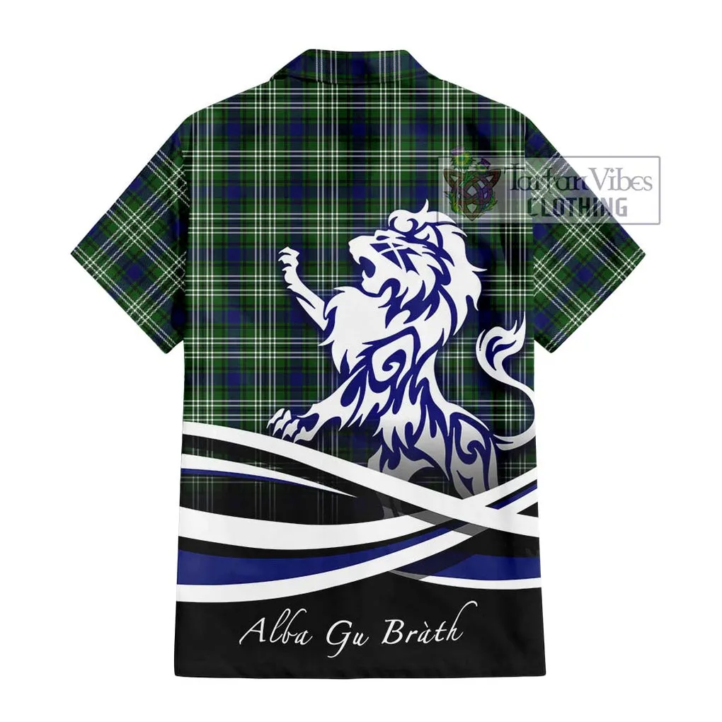 Blackadder Tartan Short Sleeve Button Shirt with Alba Gu Brath Regal Lion Emblem