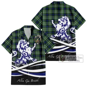 Blackadder Tartan Short Sleeve Button Shirt with Alba Gu Brath Regal Lion Emblem