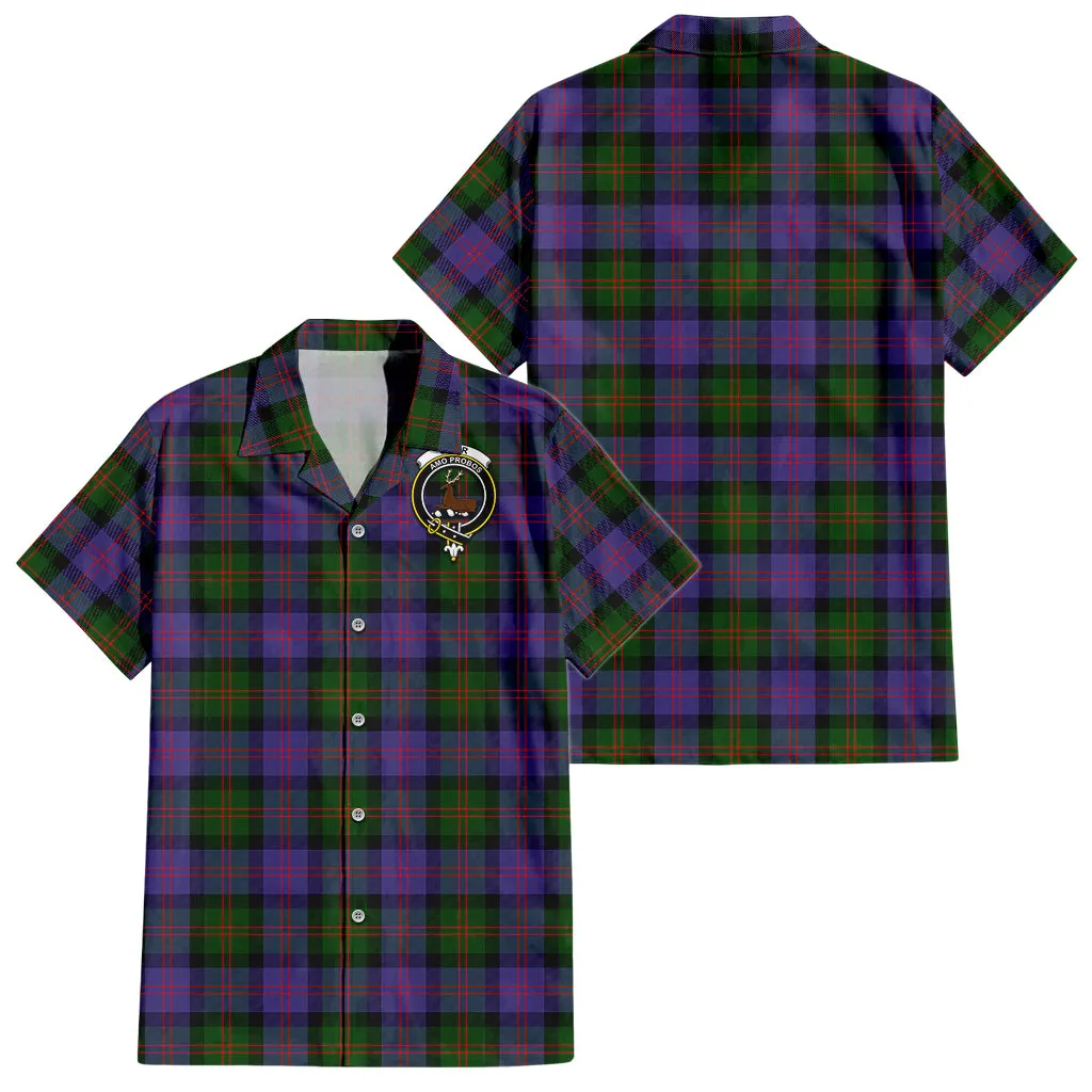 Blair Modern Tartan Short Sleeve Button Down Shirt with Family Crest