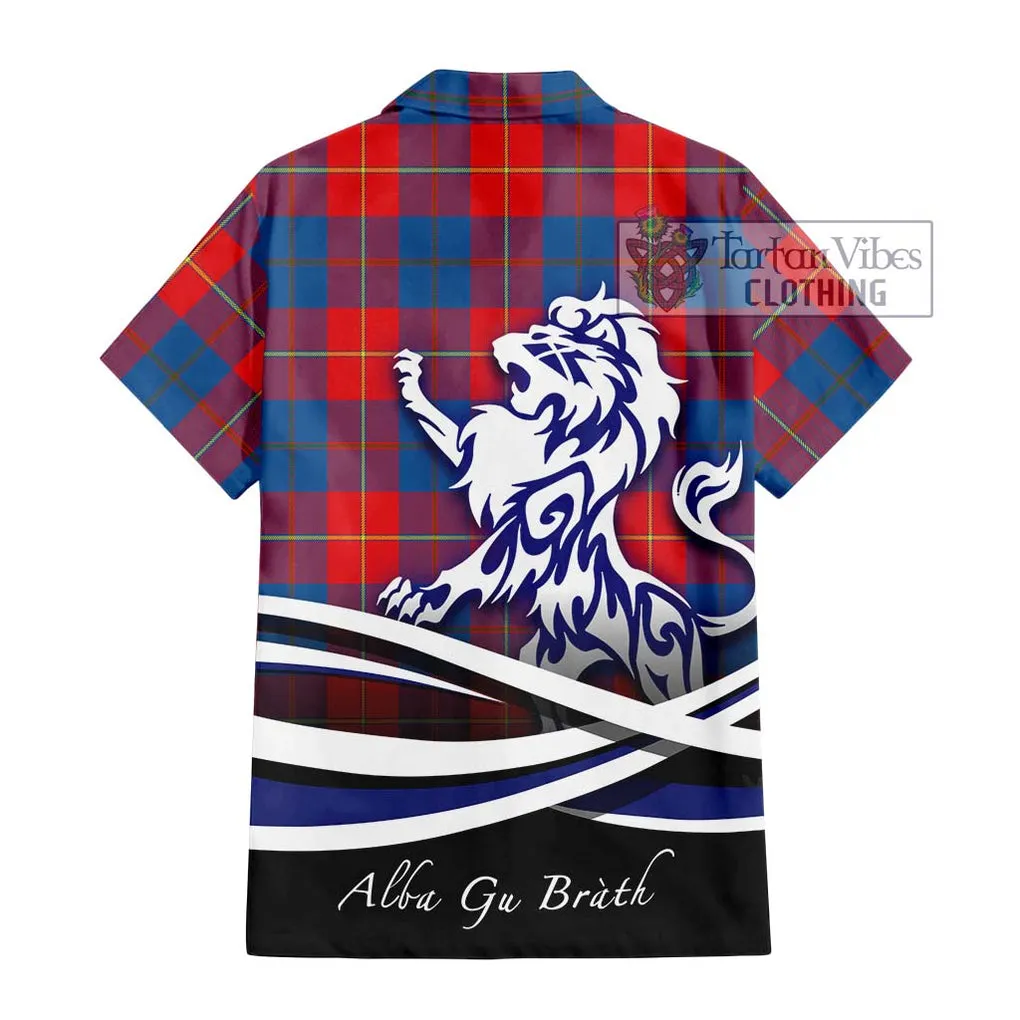 Blane Tartan Short Sleeve Button Shirt with Alba Gu Brath Regal Lion Emblem