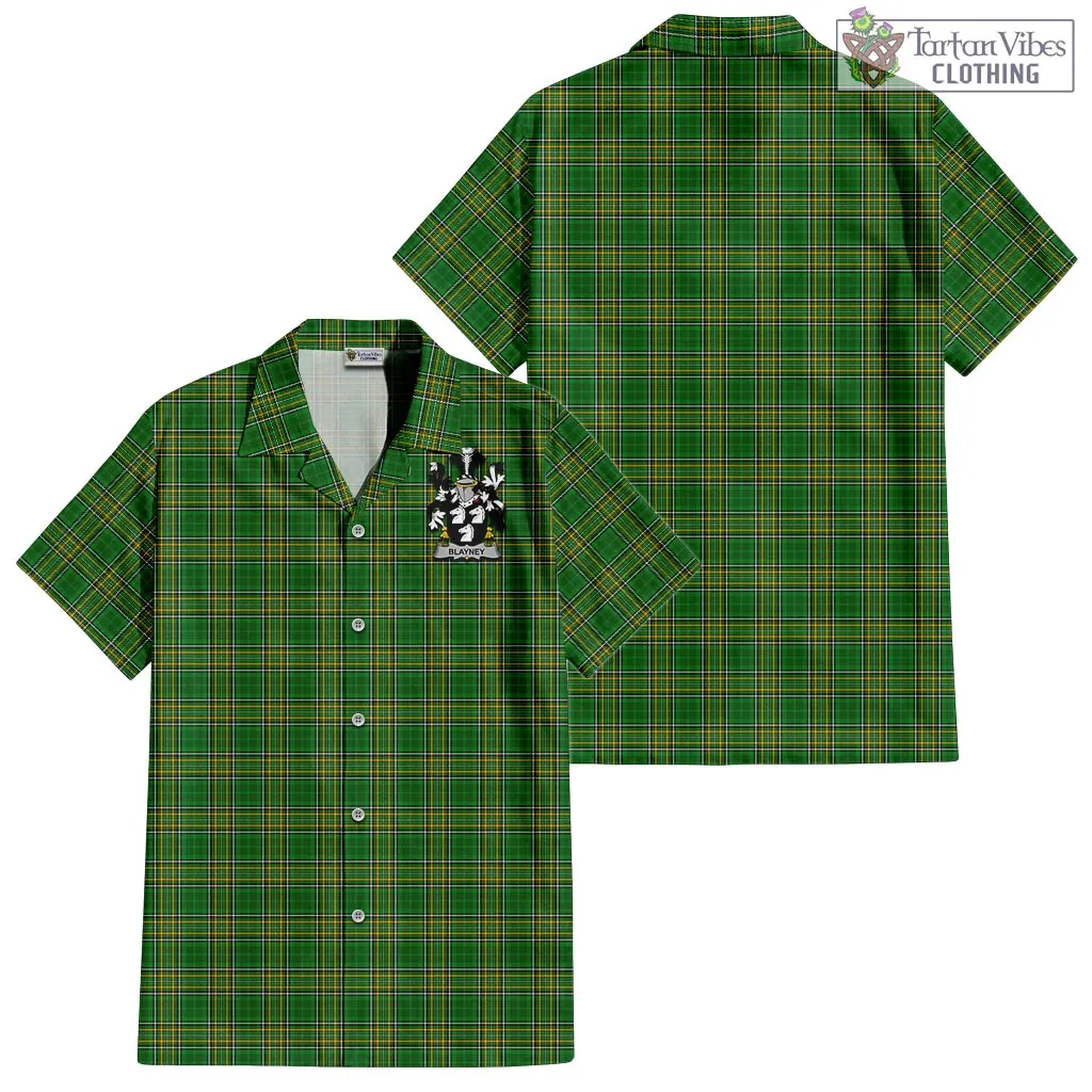 Blayney Irish Clan Tartan Short Sleeve Button Up with Coat of Arms