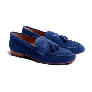 Blue Suede Tassle Loafer