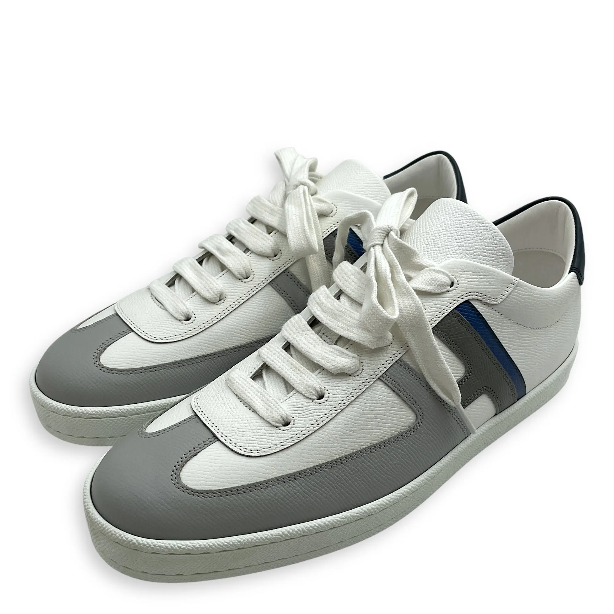 Boomerang 43 Blanc/Gris/Blue Sneakers in Epsom