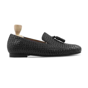 Borlange - Men's Black Hand Woven Calf Leather Loafer