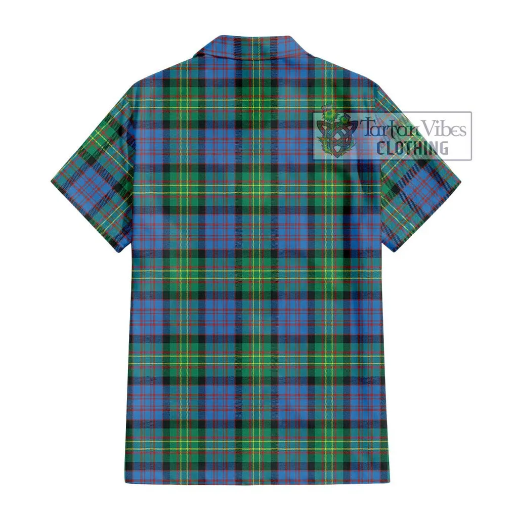 Bowie Ancient Tartan Short Sleeve Button Shirt with Family Crest DNA In Me Style