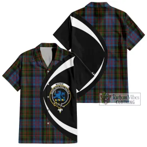 Bowie Tartan Short Sleeve Button Up with Family Crest Circle Style