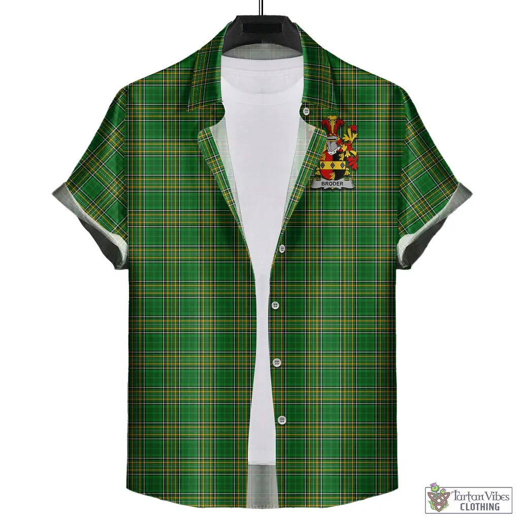 Broder Irish Clan Tartan Short Sleeve Button Up with Coat of Arms