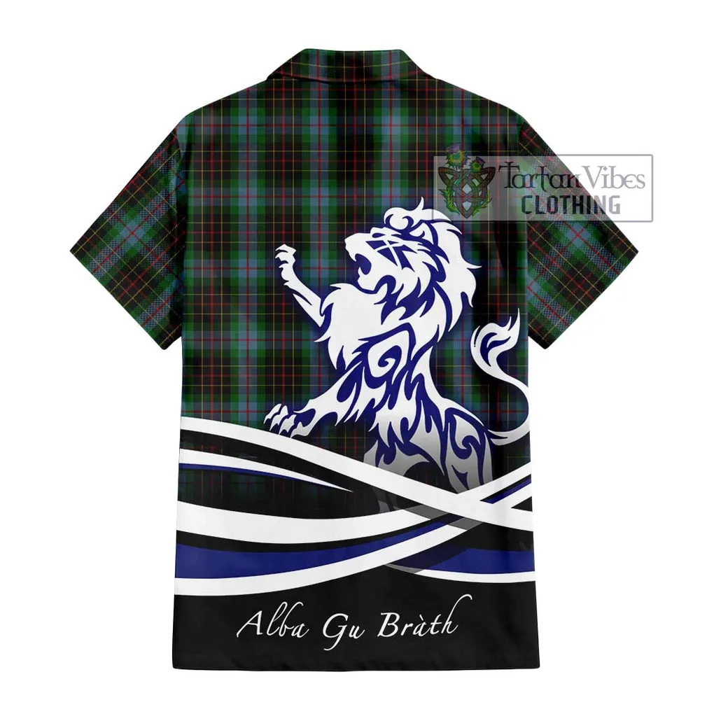 Brodie Hunting Tartan Short Sleeve Button Shirt with Alba Gu Brath Regal Lion Emblem