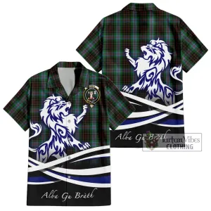 Brodie Hunting Tartan Short Sleeve Button Shirt with Alba Gu Brath Regal Lion Emblem