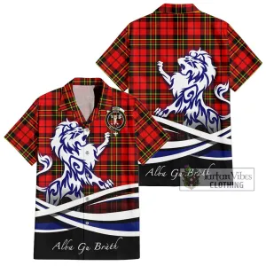 Brodie Modern Tartan Short Sleeve Button Shirt with Alba Gu Brath Regal Lion Emblem