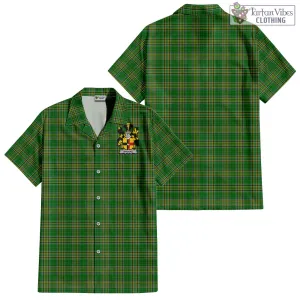 Brooke Irish Clan Tartan Short Sleeve Button Up with Coat of Arms