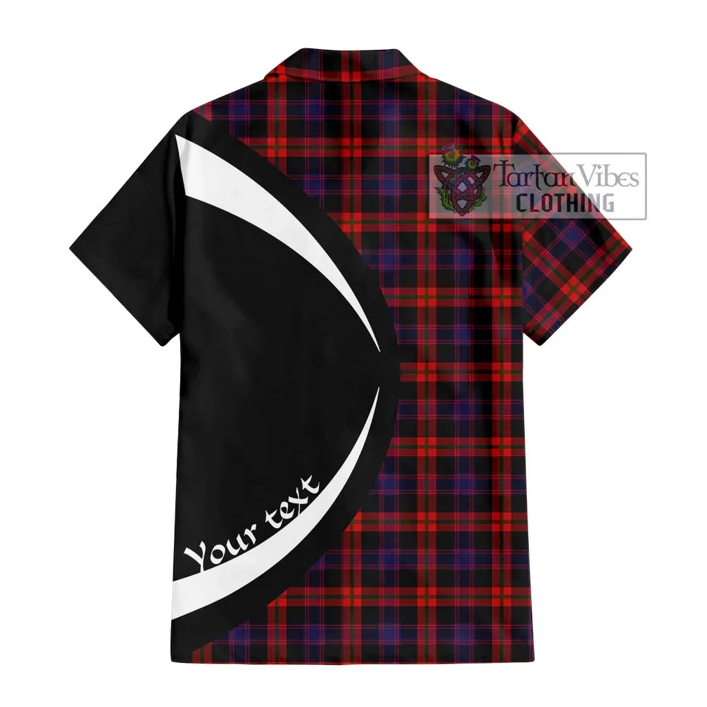 Broun Modern Tartan Short Sleeve Button Up with Family Crest Circle Style