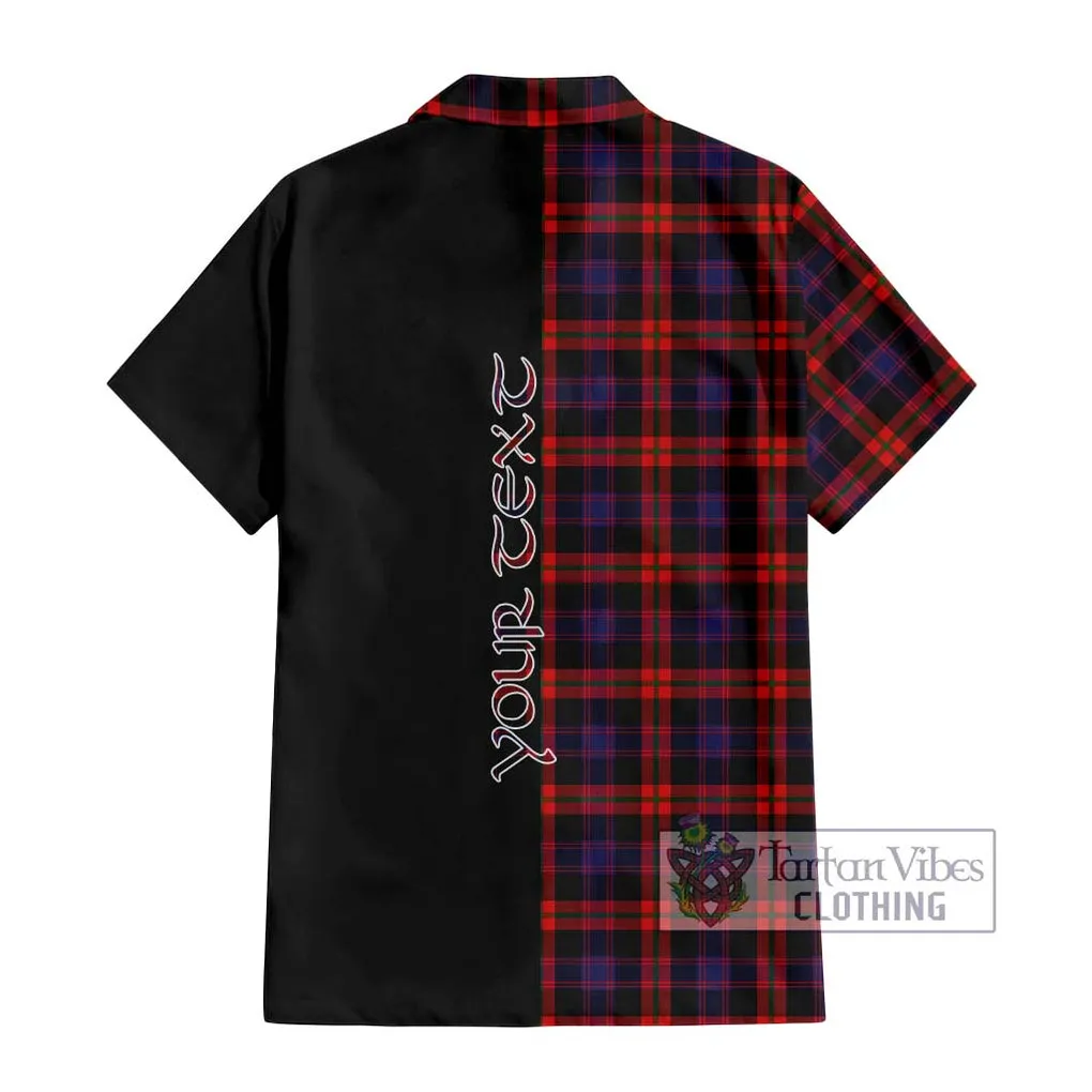 Brown (Broun) Tartan Short Sleeve Button Shirt with Family Crest and Half Of Me Style