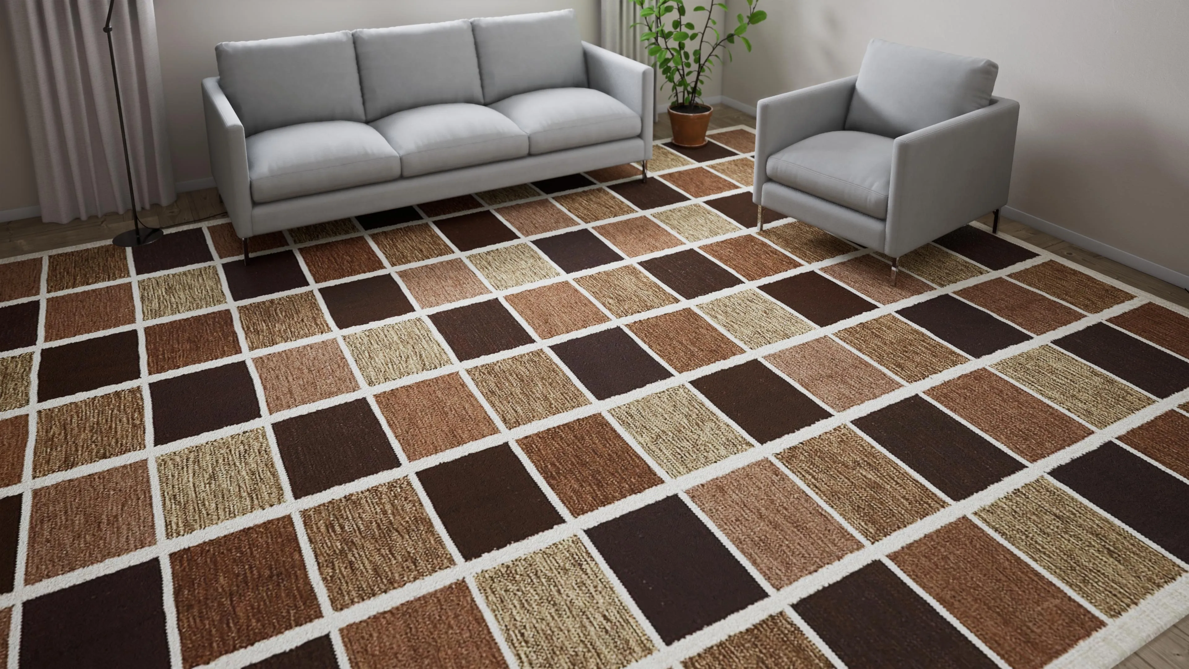 Brown Flatweave Wool Rug - 12'5" x 15'